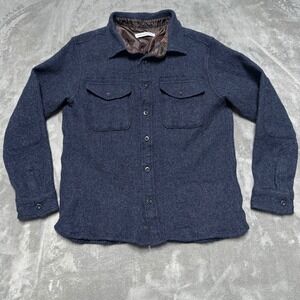 Outerknown Blanket Shirt Mens Large Blue 100% Wool Button Up Flannel